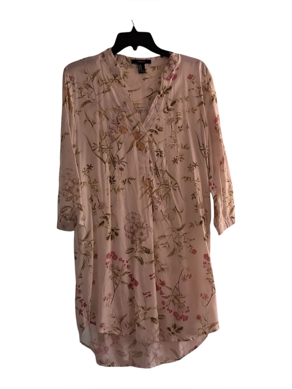 Light Cotton Floral V-Neck Tunic Dress